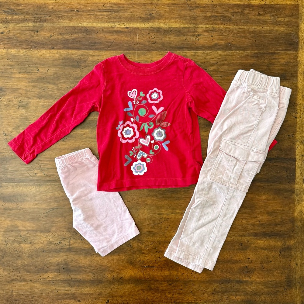 Hanna Andersson Valentines Top and Cargo Pants Set Size 4 GUC